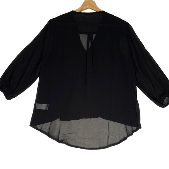 Sheer Black‎ Blouse L Office Siren Whimsigoth Fairy Goth Witchy Long Sleeve NWT - Picture 6 of 7